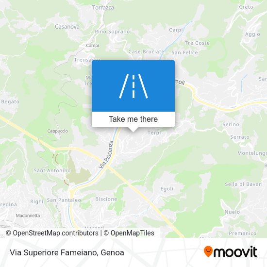 Via Superiore Fameiano map