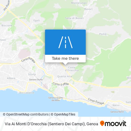 Via Ai Monti D'Orecchia (Sentiero Dei Campi) map