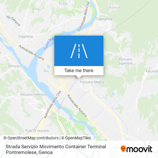 Strada Servizio Movimento Container Terminal Pontremolese map