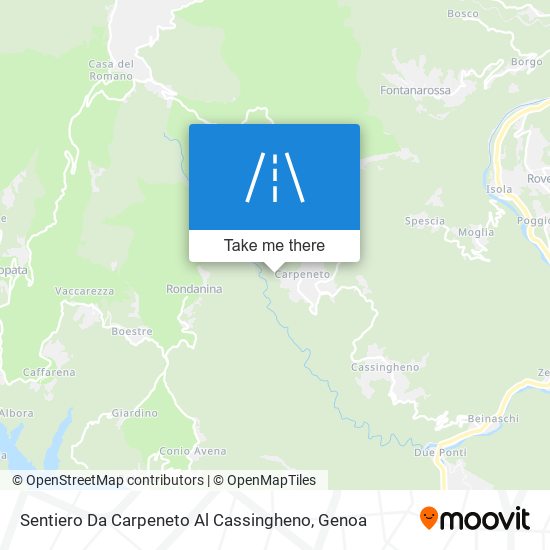 Sentiero Da Carpeneto Al Cassingheno map