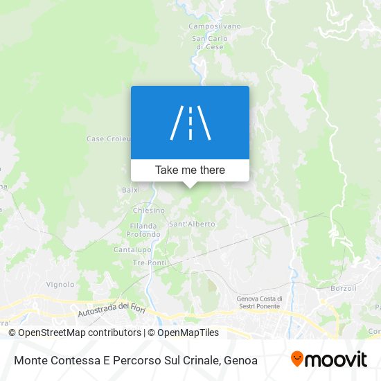 Monte Contessa E Percorso Sul Crinale map