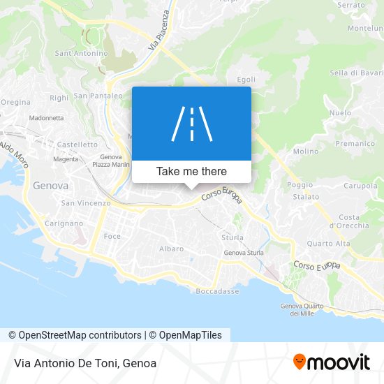 Via Antonio De Toni map