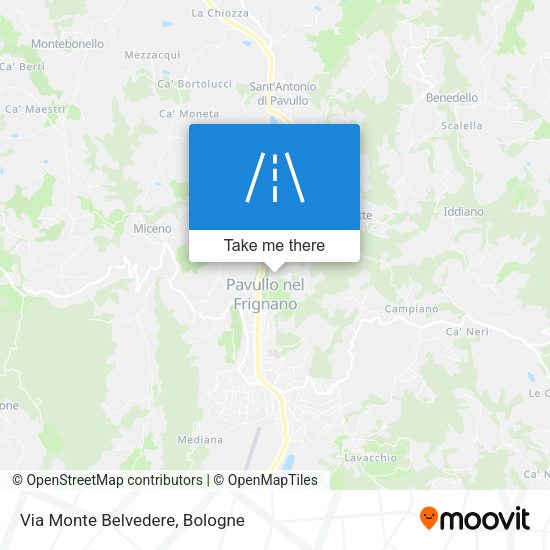 Via Monte Belvedere map