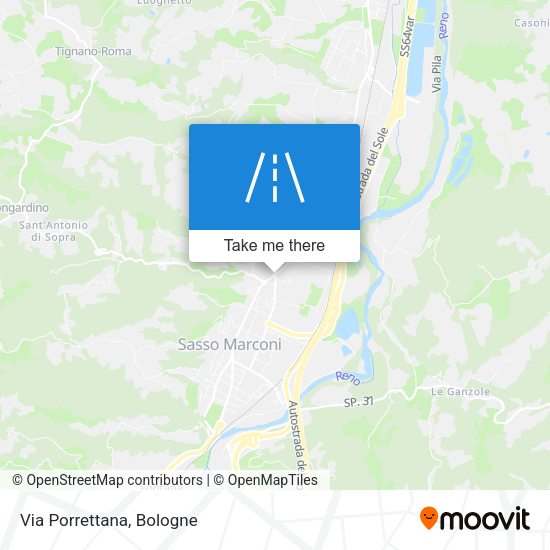 Via Porrettana map