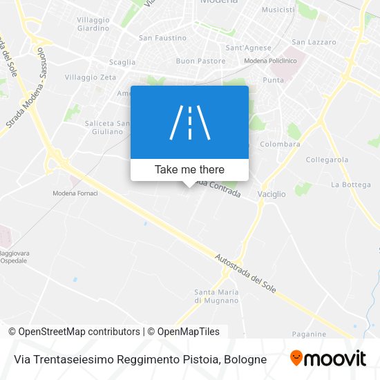 Via Trentaseiesimo Reggimento Pistoia map