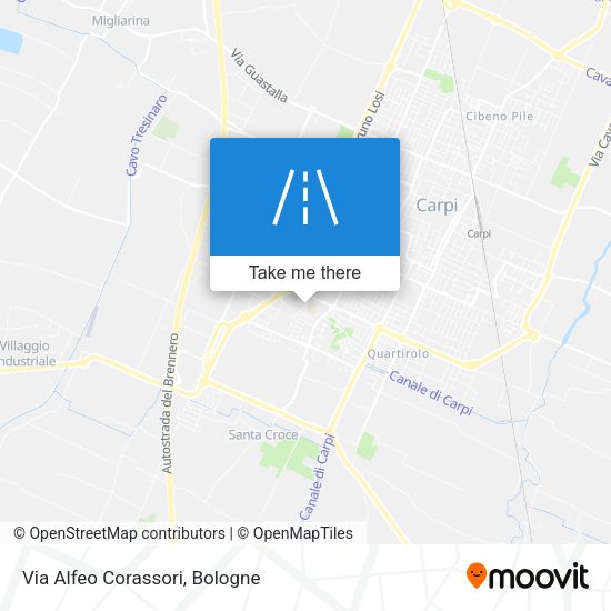 Via Alfeo Corassori map