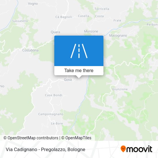 Via Cadignano - Pregolazzo map