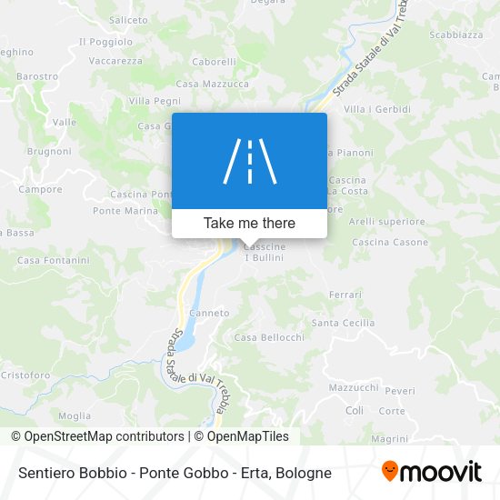 Sentiero Bobbio - Ponte Gobbo - Erta map