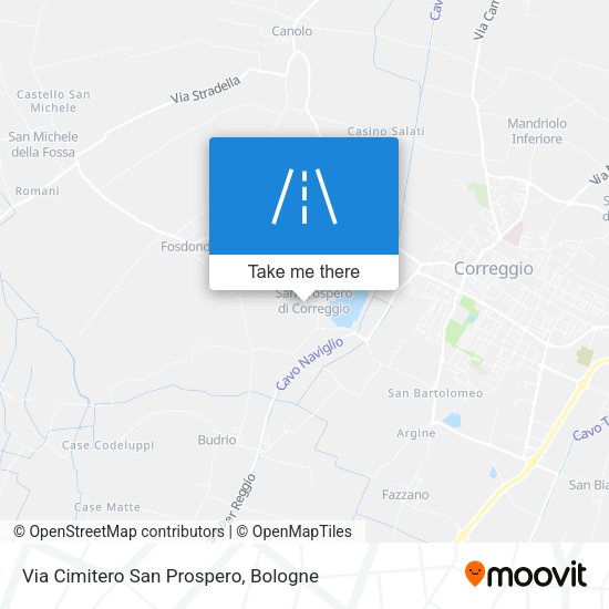 Via Cimitero San Prospero map