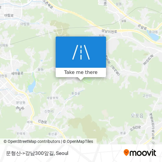 문형산->강남300앞길 map