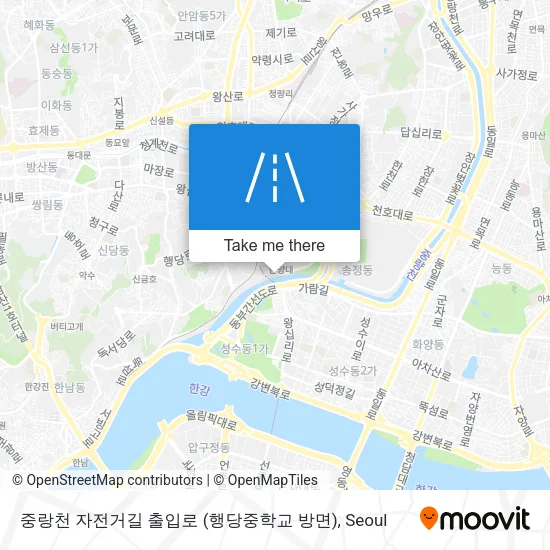 중랑천 자전거길 출입로 (행당중학교 방면) map