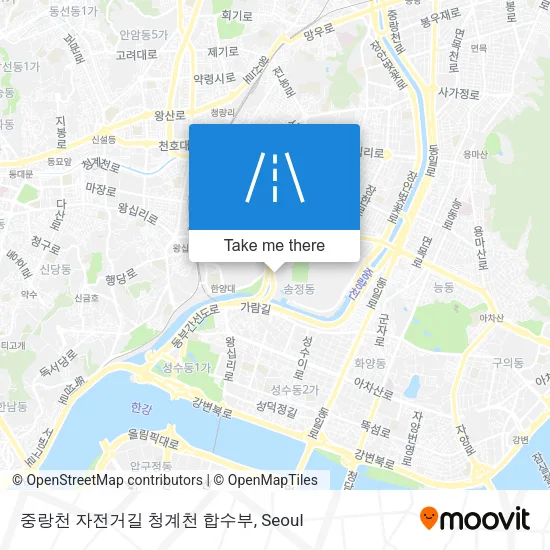 중랑천 자전거길 청계천 합수부 map