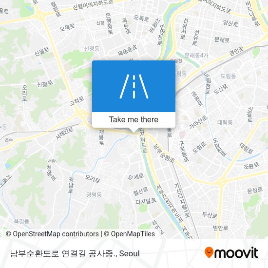 남부순환도로 연결길 공사중. map