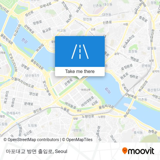 마포대교 방면 출입로 map