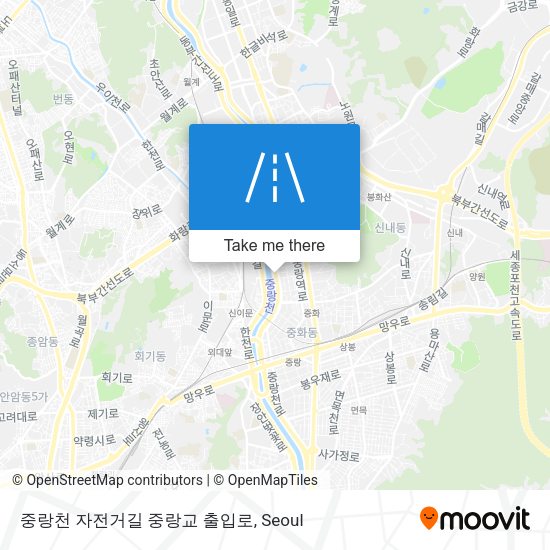중랑천 자전거길 중랑교 출입로 map