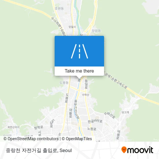 중랑천 자전거길 출입로 map