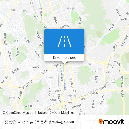 중랑천 자전거길 (묵동천 합수부) map