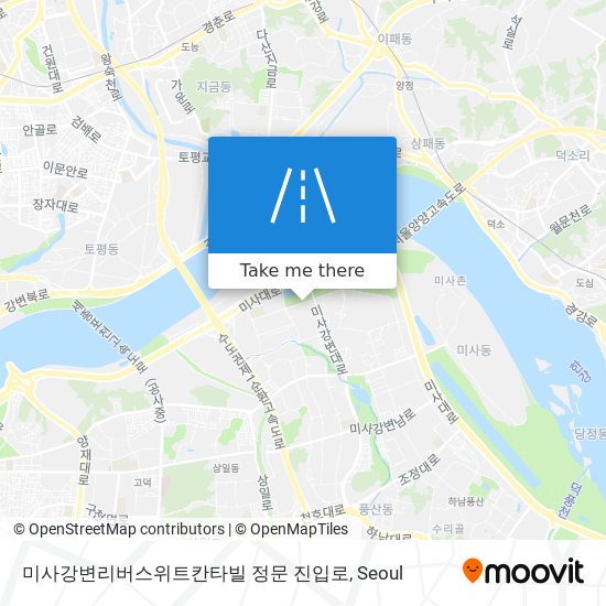 미사강변리버스위트칸타빌 정문 진입로 map