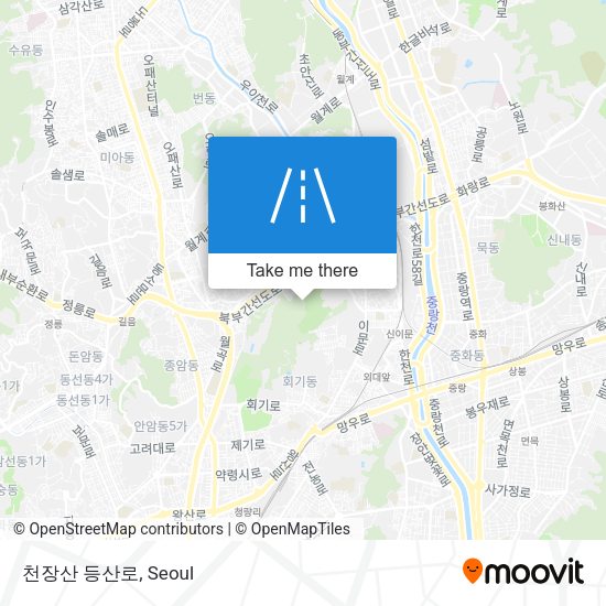 천장산 등산로 map