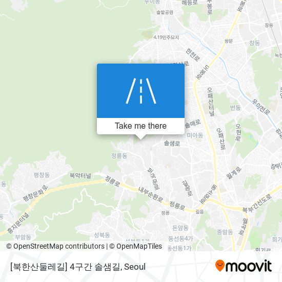 [북한산둘레길] 4구간 솔샘길 map