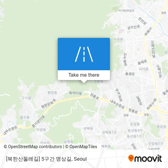 [북한산둘레길] 5구간 명상길 map