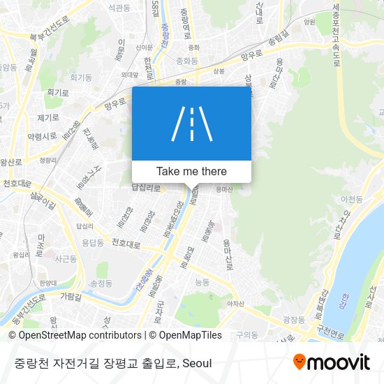 중랑천 자전거길 장평교 출입로 map