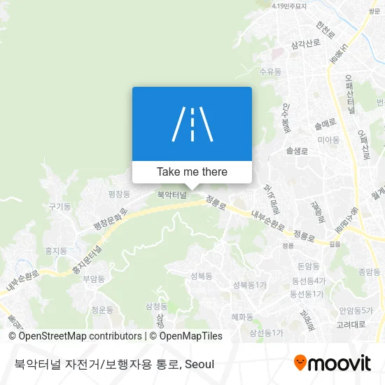 북악터널 자전거/보행자용 통로 map