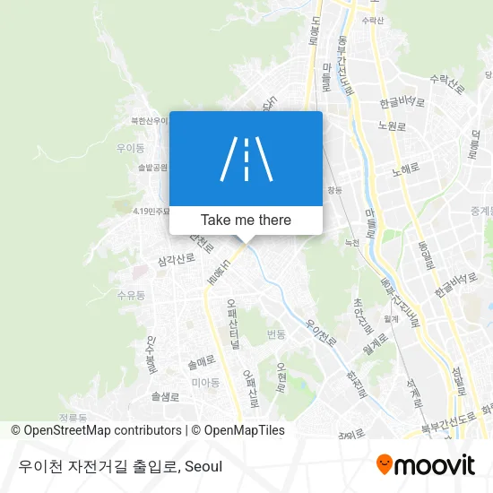 우이천 자전거길 출입로 map