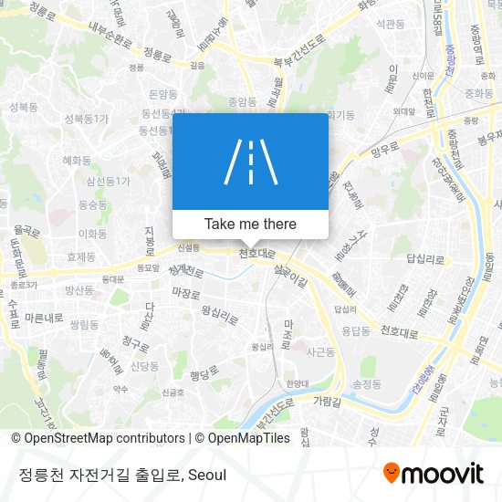 정릉천 자전거길 출입로 map