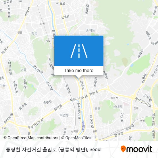 중랑천 자전거길 출입로 (공릉역 방면) map