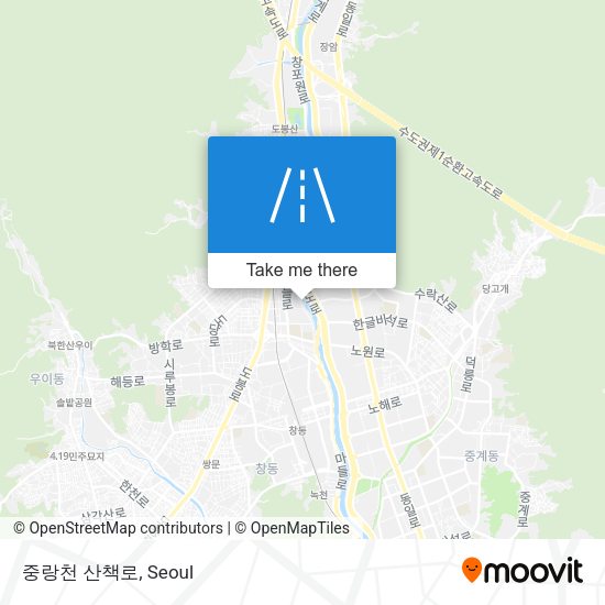 중랑천 산책로 map