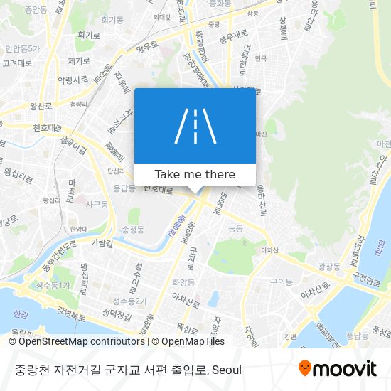 중랑천 자전거길 군자교 서편 출입로 map