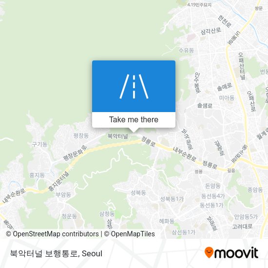북악터널 보행통로 map