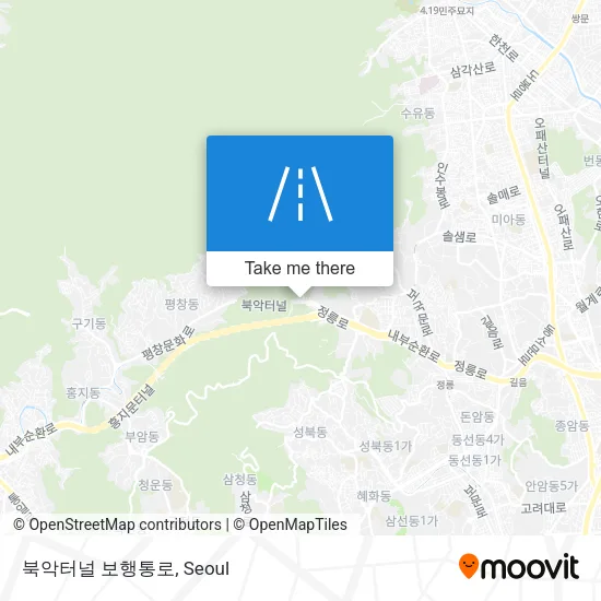 북악터널 보행통로 map