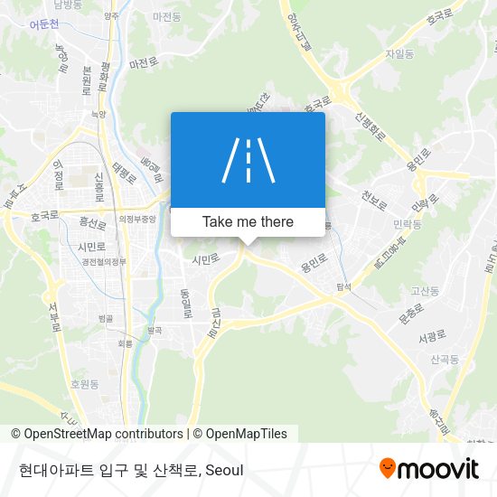 현대아파트 입구 및 산책로 map