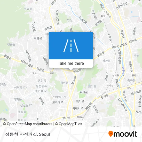 정릉천 자전거길 map