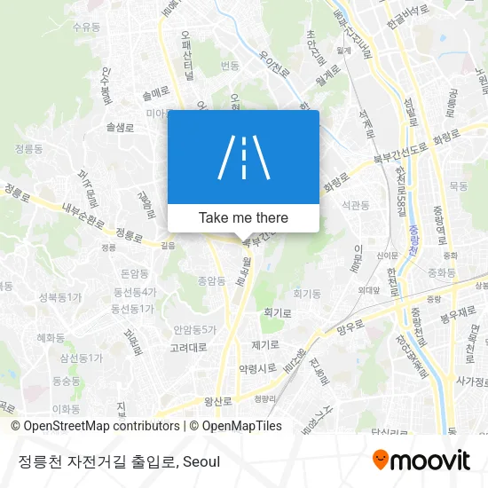 정릉천 자전거길 출입로 map