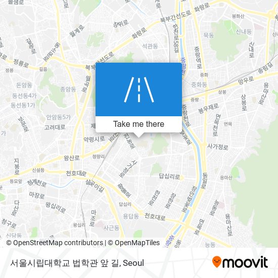 서울시립대학교 법학관 앞 길 map