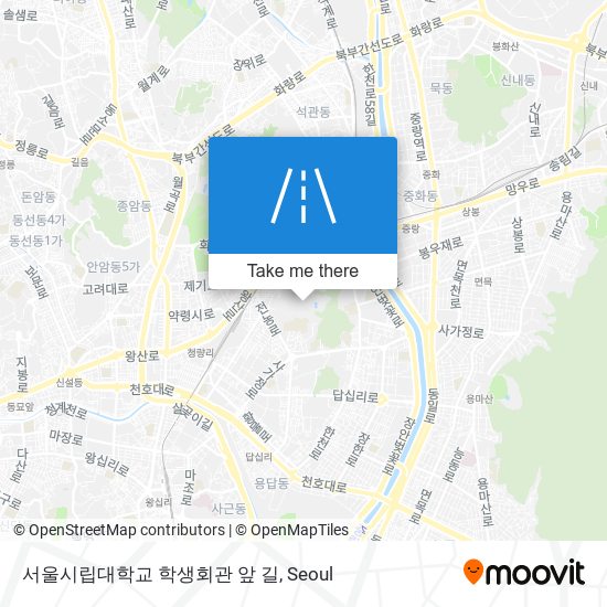 서울시립대학교 학생회관 앞 길 map