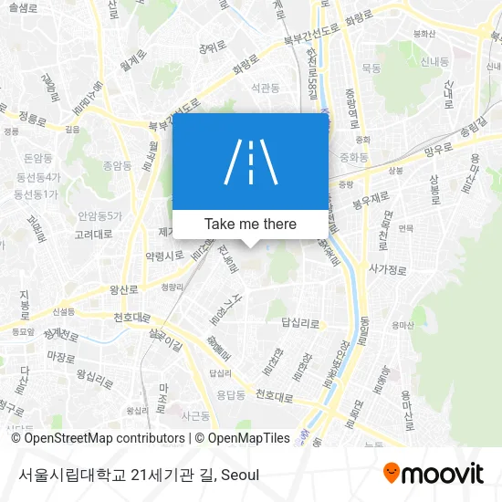 서울시립대학교 21세기관 길 map