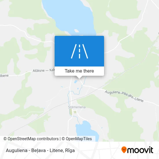 Auguliena - Beļava - Litene map