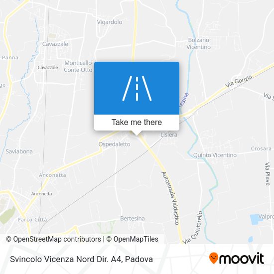 Svincolo Vicenza Nord Dir. A4 map