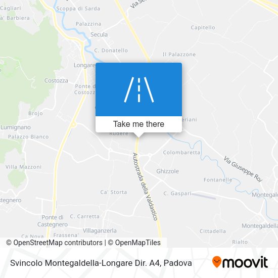 Svincolo Montegaldella-Longare Dir. A4 map