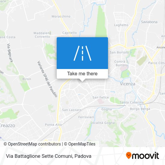 Via Battaglione Sette Comuni map