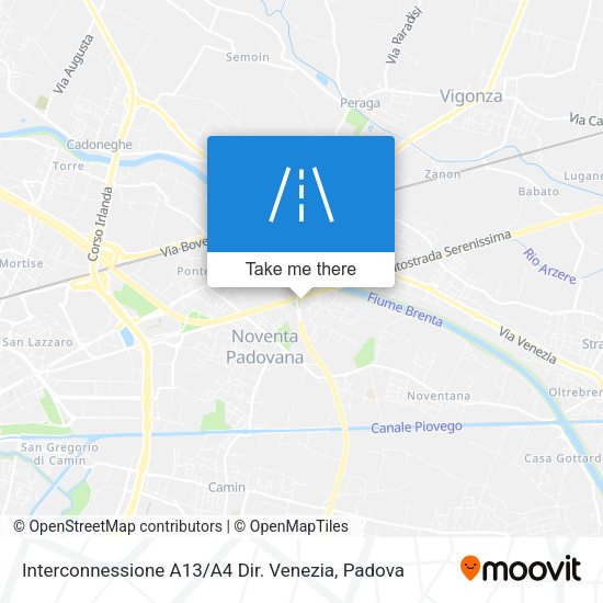 Interconnessione A13 / A4 Dir. Venezia map