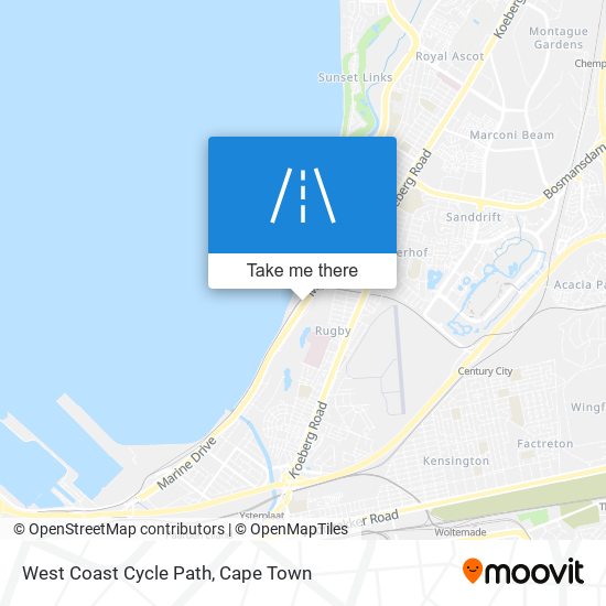 West Coast Cycle Path map