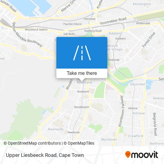 Upper Liesbeeck Road map