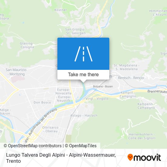 Lungo Talvera Degli Alpini - Alpini-Wassermauer map