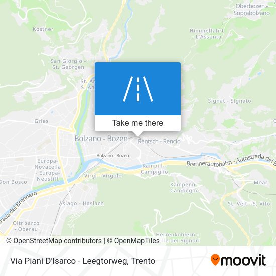 Via Piani D'Isarco - Leegtorweg map