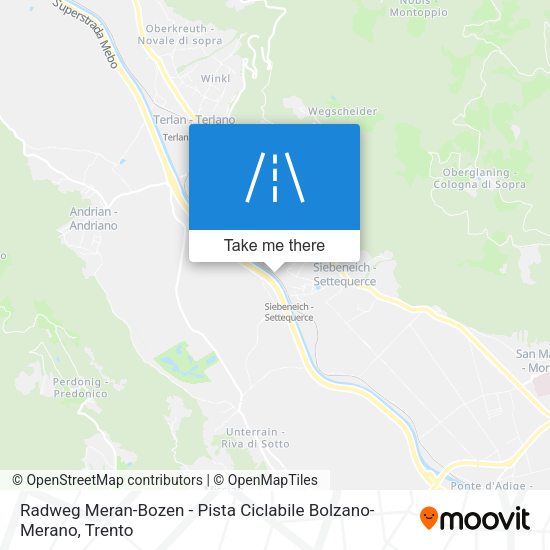 Radweg Meran-Bozen - Pista Ciclabile Bolzano-Merano map